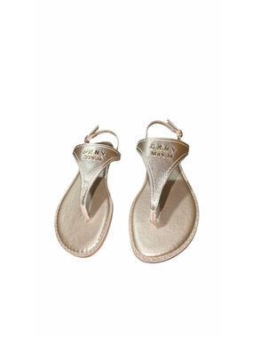 Women's DKNY Gold Thong Sandals Size 6.5